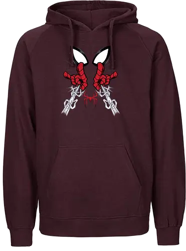 web shooter hero - Superhero, Symbiote, carnage, symbiote, webslinger, superhero, cool, cartoon, spider, sense - Fairtrade Hoodie