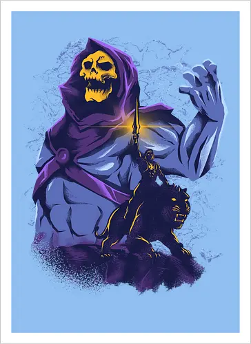 evil golden skull - evil, masterofuniverse, heman, skeletor, cool, sword master, dark magic, kingdom, 80s, vintage, retro - Kunstdruck