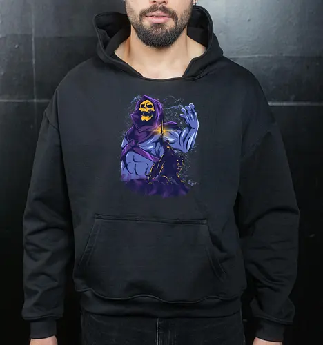 evil golden skull - evil, masterofuniverse, heman, skeletor, cool, sword master, dark magic, kingdom, 80s, vintage, retro - Cropped Hoodie