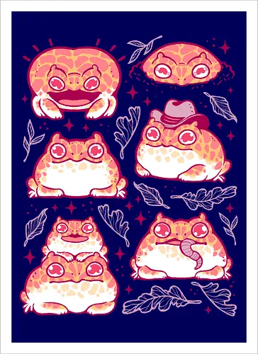 Cute Retrogaming Frog - pacman frog, ceratophrys cranwelli, cute, kawaii, love, pink, seamless, pattern, xmorfina, frogs, toad, funny, apricot, strawberry, albino - Kunstdruck