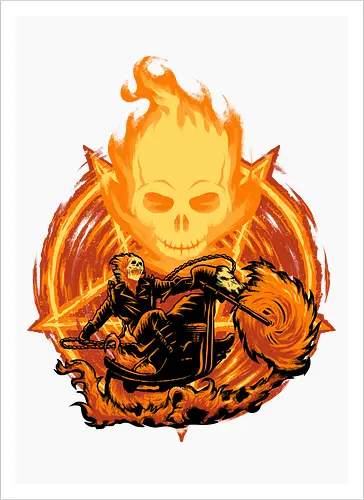 Ride Through The Fire - Ghost Rider, Comic, Fire - Kunstdruck