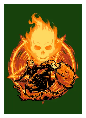 Ride Through The Fire - Ghost Rider, Comic, Fire - Kunstdruck