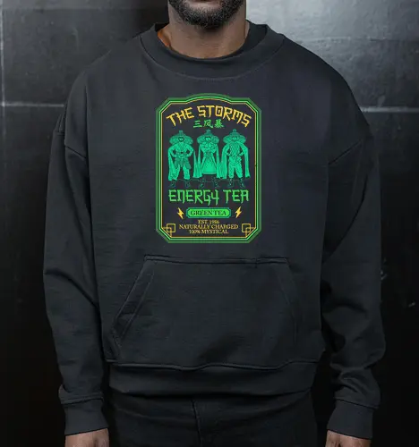 The Storms Energy Tea - big trouble in little china, 80s, 80s movies, cult movies, geek, green tea, jack burton, lo pan, martial arts, matcha, nerd, nostalgia, retro, tea drinker, vintage - Cropped Sweatshirt