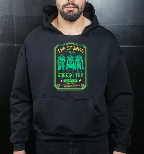 The Storms Energy Tea - big trouble in little china, 80s, 80s movies, cult movies, geek, green tea, jack burton, lo pan, martial arts, matcha, nerd, nostalgia, retro, tea drinker, vintage - Cropped Hoodie