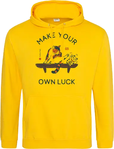 Make Your Own Luck - cat, lucky cat, maneki neko, funny, vintage, retro, japanese, fortune, luck, quote, motivation, cute, humor, calico, mood - Standard Hoodie