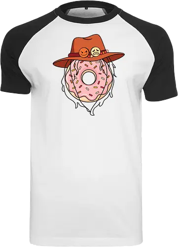 The Ultimate Anime Meme - One Piece meme shirt, Portgas D Ace merch, Fire Fist donut graphic, dark humor anime tee, tragic anime meme apparel, iconic pirate hat design, otaku inside joke clothing, funny manga streetwear, aesthetic anime food shirt, anime heartbreak tee - Raglan T-Shirt