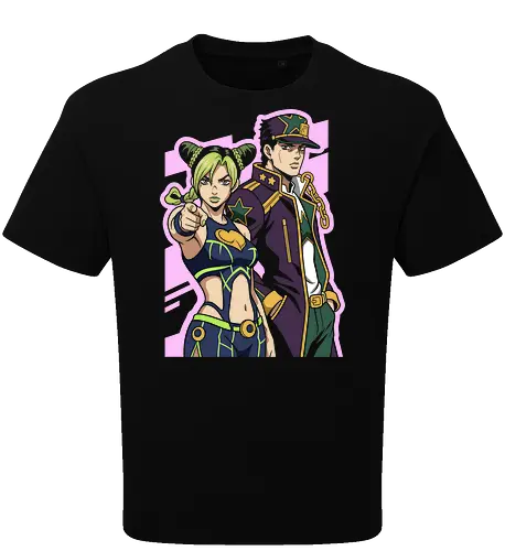 Ocean Lineage: The Star Legacy - Jojo Bizarre Adventure shirt, Jolyne Cujoh graphic tee, Jotaro Kujo merch, Stone Ocean apparel, anime family streetwear, bizarre anime fashion, JJBA part 6 clothing, aesthetic otaku graphic, shonen manga fashion, anime pose shirt - Oversize T-Shirt