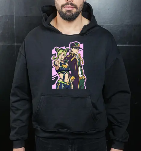 Ocean Lineage: The Star Legacy - Jojo Bizarre Adventure shirt, Jolyne Cujoh graphic tee, Jotaro Kujo merch, Stone Ocean apparel, anime family streetwear, bizarre anime fashion, JJBA part 6 clothing, aesthetic otaku graphic, shonen manga fashion, anime pose shirt - Cropped Hoodie