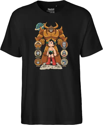 The Seven Great Robots: Pluto's Shadow - Pluto anime shirt, Astro Boy graphic tee, Osamu Tezuka merch, retro mecha streetwear, classic sci-fi manga apparel, seven great robots design, vintage anime poster tee, nostalgic otaku clothing, Japanese robot fashion, classic manga history shirt - Fairtrade T-Shirt