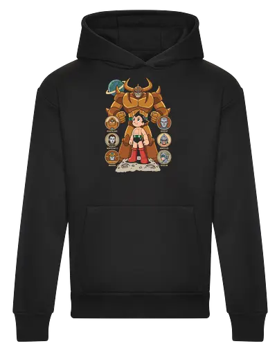 The Seven Great Robots: Pluto's Shadow - Pluto anime shirt, Astro Boy graphic tee, Osamu Tezuka merch, retro mecha streetwear, classic sci-fi manga apparel, seven great robots design, vintage anime poster tee, nostalgic otaku clothing, Japanese robot fashion, classic manga history shirt - Heavyweight Hoodie