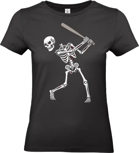Batter Up: The Undead Hitter - skeleton baseball shirt, negative space graphic tee, minimalist skull apparel, edgy sports streetwear, dead batter design, alternative gothic clothing, dark aesthetic baseball tee, fragmented skeleton art, spooky sports merch, unique skull graphic - Standard T-Shirt (Frauen)