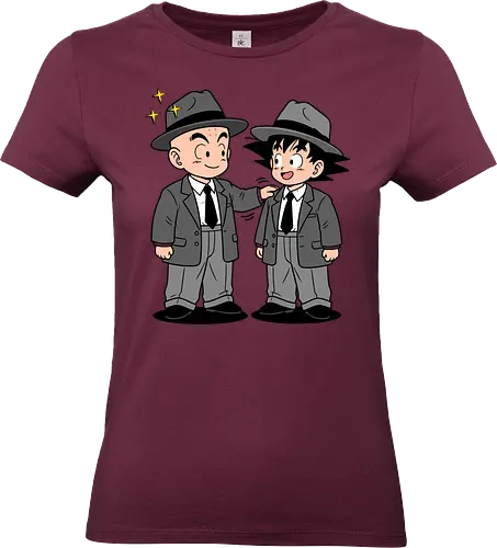Turtle School Mafia: Dapper Duo - Kid Goku and Krillin shirt, retro Dragon Ball merch, anime best friends graphic tee, funny anime mafia apparel, nostalgic shonen streetwear, Turtle School duo clothing, vintage manga aesthetic, quirky otaku fashion, classic anime comedy shirt, oversized suit anime design - Standard T-Shirt (Frauen)