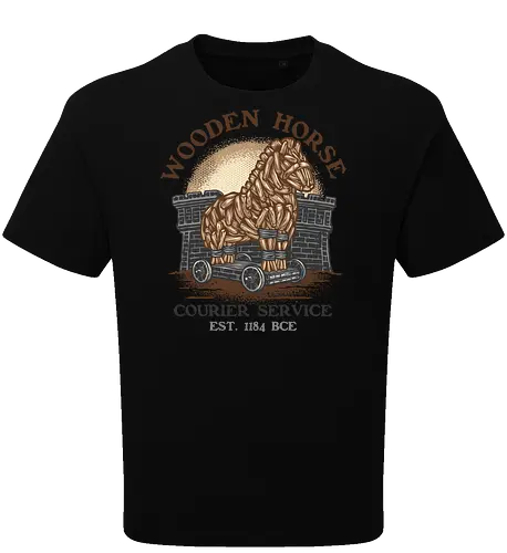 Wooden Horse Courier Service - Movie, film, myth, adventure, poem, action, fantasy, mythic, horse - Oversize T-Shirt