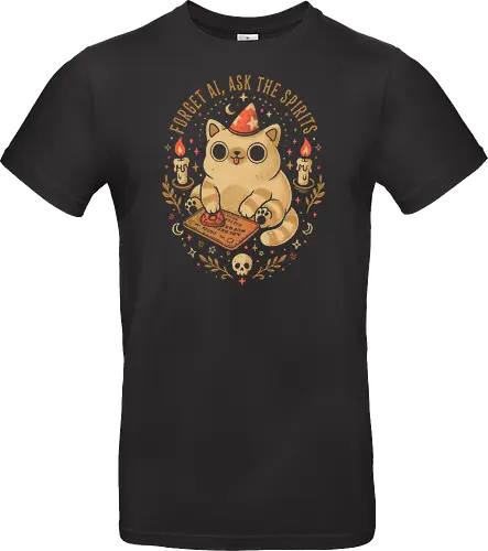 Forget AI Ask The Spirits - eduely, ely, witchy, spooky, cat, cat lover, cute, occult, dark humor, mystical, ghost, halloween, ouija - Standard T-Shirt