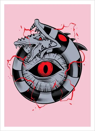 hell ouroboros - Demon, ouroboros, creature, alleyeseeing, snakes, serpent, redeyes, timburton, illuminati - Kunstdruck