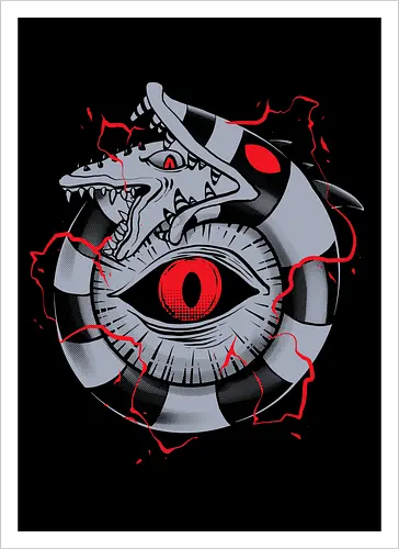 hell ouroboros - Demon, ouroboros, creature, alleyeseeing, snakes, serpent, redeyes, timburton, illuminati - Kunstdruck