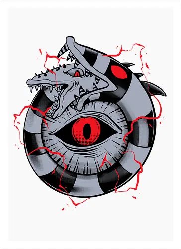 hell ouroboros - Demon, ouroboros, creature, alleyeseeing, snakes, serpent, redeyes, timburton, illuminati - Kunstdruck