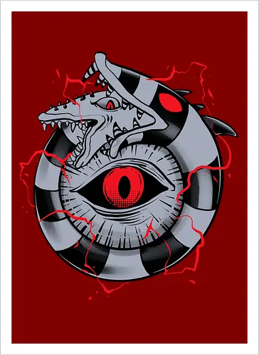 hell ouroboros - Demon, ouroboros, creature, alleyeseeing, snakes, serpent, redeyes, timburton, illuminati - Kunstdruck