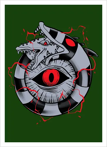 hell ouroboros - Demon, ouroboros, creature, alleyeseeing, snakes, serpent, redeyes, timburton, illuminati - Kunstdruck