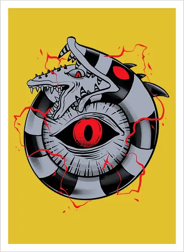 hell ouroboros - Demon, ouroboros, creature, alleyeseeing, snakes, serpent, redeyes, timburton, illuminati - Kunstdruck