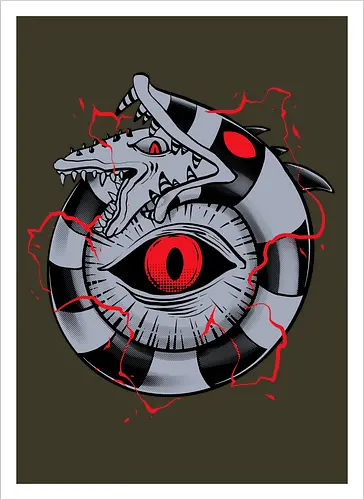 hell ouroboros - Demon, ouroboros, creature, alleyeseeing, snakes, serpent, redeyes, timburton, illuminati - Kunstdruck