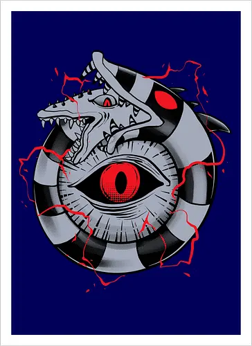 hell ouroboros - Demon, ouroboros, creature, alleyeseeing, snakes, serpent, redeyes, timburton, illuminati - Kunstdruck