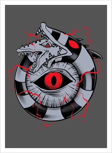 hell ouroboros - Demon, ouroboros, creature, alleyeseeing, snakes, serpent, redeyes, timburton, illuminati - Kunstdruck