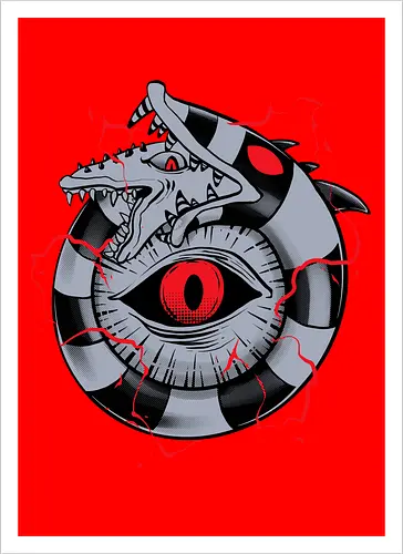hell ouroboros - Demon, ouroboros, creature, alleyeseeing, snakes, serpent, redeyes, timburton, illuminati - Kunstdruck
