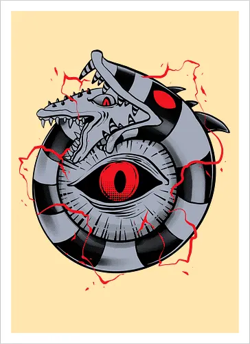 hell ouroboros - Demon, ouroboros, creature, alleyeseeing, snakes, serpent, redeyes, timburton, illuminati - Kunstdruck