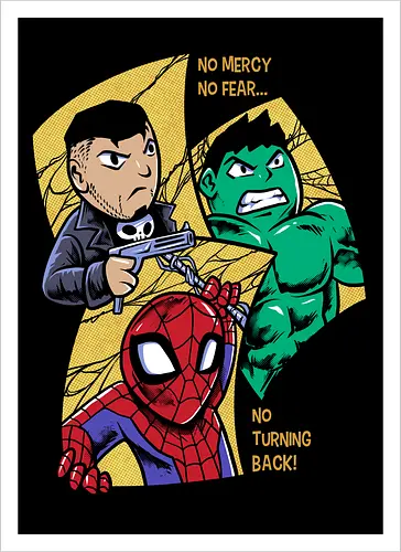 no turning back - Superhero, Superhero, Superhero, superhero, antihero, cool, chibi, cartoon - Kunstdruck