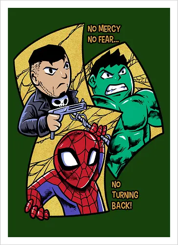 no turning back - Superhero, Superhero, Superhero, superhero, antihero, cool, chibi, cartoon - Kunstdruck