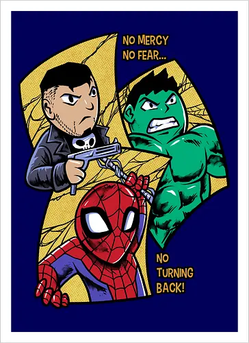 no turning back - Superhero, Superhero, Superhero, superhero, antihero, cool, chibi, cartoon - Kunstdruck