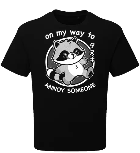 Cute Annoying Raccoon - Cute, Cute Animals, Raccoon, Funny Raccoon, Annoy, Annoyed, Annoying, Tanuki, Fun, Funny, Animal, Pet, Funny Animals, Cute Animals, Pets, Sarcasm, Irony, Joke, Jokes, Adorable, Mascot, Japan, Japanese - Oversize T-Shirt