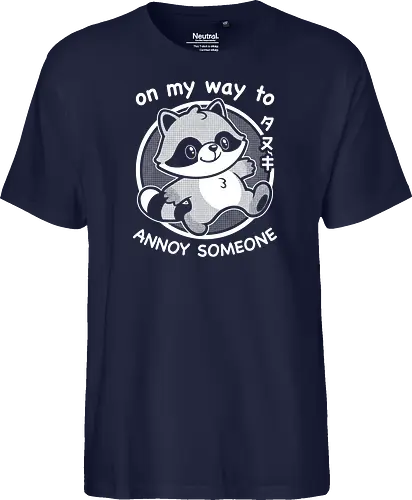 Cute Annoying Raccoon - Cute, Cute Animals, Raccoon, Funny Raccoon, Annoy, Annoyed, Annoying, Tanuki, Fun, Funny, Animal, Pet, Funny Animals, Cute Animals, Pets, Sarcasm, Irony, Joke, Jokes, Adorable, Mascot, Japan, Japanese - Fairtrade T-Shirt