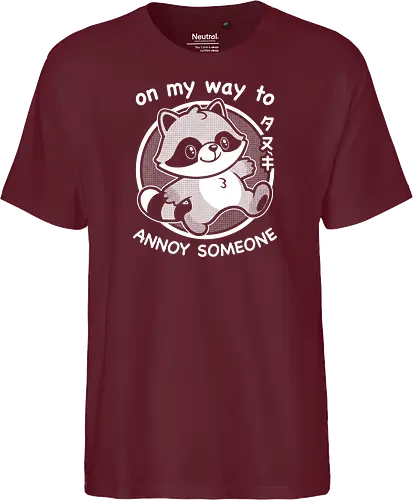 Cute Annoying Raccoon - Cute, Cute Animals, Raccoon, Funny Raccoon, Annoy, Annoyed, Annoying, Tanuki, Fun, Funny, Animal, Pet, Funny Animals, Cute Animals, Pets, Sarcasm, Irony, Joke, Jokes, Adorable, Mascot, Japan, Japanese - Fairtrade T-Shirt