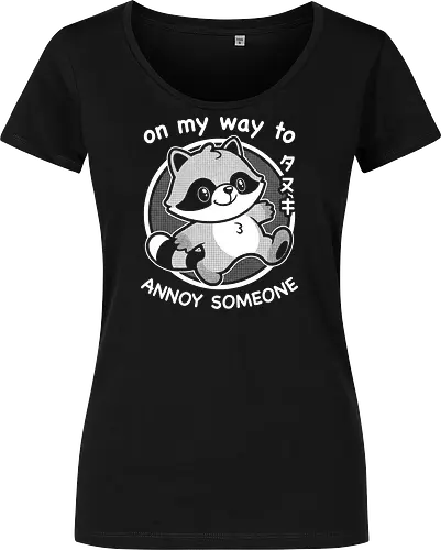 Cute Annoying Raccoon - Cute, Cute Animals, Raccoon, Funny Raccoon, Annoy, Annoyed, Annoying, Tanuki, Fun, Funny, Animal, Pet, Funny Animals, Cute Animals, Pets, Sarcasm, Irony, Joke, Jokes, Adorable, Mascot, Japan, Japanese - Damen T-Shirt