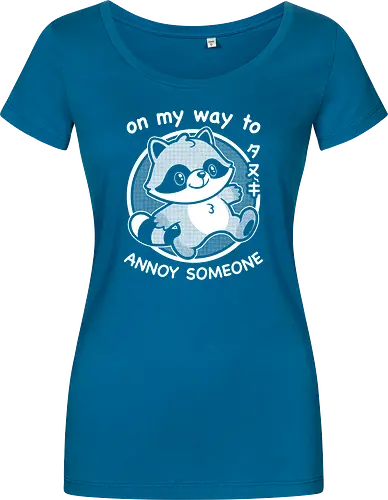 Cute Annoying Raccoon - Cute, Cute Animals, Raccoon, Funny Raccoon, Annoy, Annoyed, Annoying, Tanuki, Fun, Funny, Animal, Pet, Funny Animals, Cute Animals, Pets, Sarcasm, Irony, Joke, Jokes, Adorable, Mascot, Japan, Japanese - Damen T-Shirt
