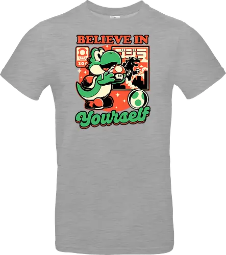 Dinosaur Kaiju Game - Dino, Dinosaurs, Dinosaur, Cute Kaiju, Kaiju, Mushrooms, Mushroom, Video Games, Video Game, Games, Game, Vintage, Retro, Retro Vintage, Platform, Adventure, Fantasy, Magic, Magical, Trained, Train, Training, Gym, Eat, Eating, Poster, I Believe In You, Believe, I Believe - Standard T-Shirt
