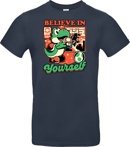 Dinosaur Kaiju Game - Dino, Dinosaurs, Dinosaur, Cute Kaiju, Kaiju, Mushrooms, Mushroom, Video Games, Video Game, Games, Game, Vintage, Retro, Retro Vintage, Platform, Adventure, Fantasy, Magic, Magical, Trained, Train, Training, Gym, Eat, Eating, Poster, I Believe In You, Believe, I Believe - Standard T-Shirt
