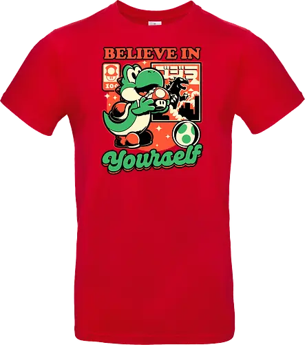 Dinosaur Kaiju Game - Dino, Dinosaurs, Dinosaur, Cute Kaiju, Kaiju, Mushrooms, Mushroom, Video Games, Video Game, Games, Game, Vintage, Retro, Retro Vintage, Platform, Adventure, Fantasy, Magic, Magical, Trained, Train, Training, Gym, Eat, Eating, Poster, I Believe In You, Believe, I Believe - Standard T-Shirt