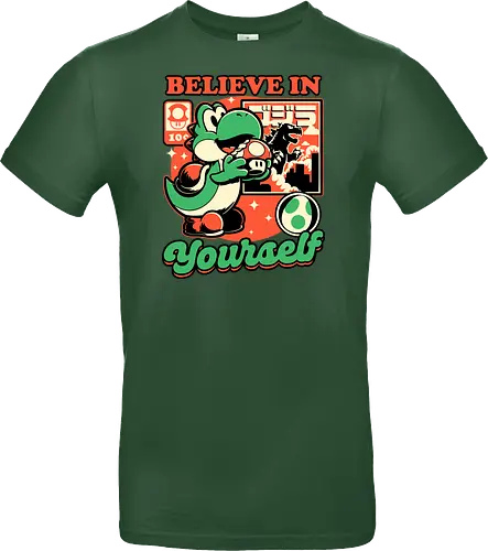 Dinosaur Kaiju Game - Dino, Dinosaurs, Dinosaur, Cute Kaiju, Kaiju, Mushrooms, Mushroom, Video Games, Video Game, Games, Game, Vintage, Retro, Retro Vintage, Platform, Adventure, Fantasy, Magic, Magical, Trained, Train, Training, Gym, Eat, Eating, Poster, I Believe In You, Believe, I Believe - Standard T-Shirt