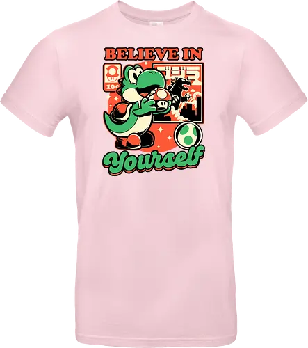 Dinosaur Kaiju Game - Dino, Dinosaurs, Dinosaur, Cute Kaiju, Kaiju, Mushrooms, Mushroom, Video Games, Video Game, Games, Game, Vintage, Retro, Retro Vintage, Platform, Adventure, Fantasy, Magic, Magical, Trained, Train, Training, Gym, Eat, Eating, Poster, I Believe In You, Believe, I Believe - Standard T-Shirt