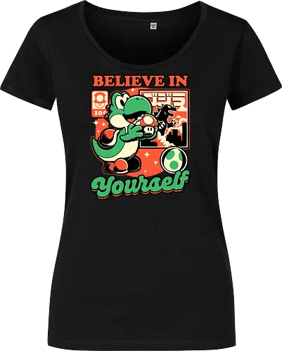 Dinosaur Kaiju Game - Dino, Dinosaurs, Dinosaur, Cute Kaiju, Kaiju, Mushrooms, Mushroom, Video Games, Video Game, Games, Game, Vintage, Retro, Retro Vintage, Platform, Adventure, Fantasy, Magic, Magical, Trained, Train, Training, Gym, Eat, Eating, Poster, I Believe In You, Believe, I Believe - Damen T-Shirt