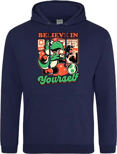 Dinosaur Kaiju Game - Dino, Dinosaurs, Dinosaur, Cute Kaiju, Kaiju, Mushrooms, Mushroom, Video Games, Video Game, Games, Game, Vintage, Retro, Retro Vintage, Platform, Adventure, Fantasy, Magic, Magical, Trained, Train, Training, Gym, Eat, Eating, Poster, I Believe In You, Believe, I Believe - Standard Hoodie