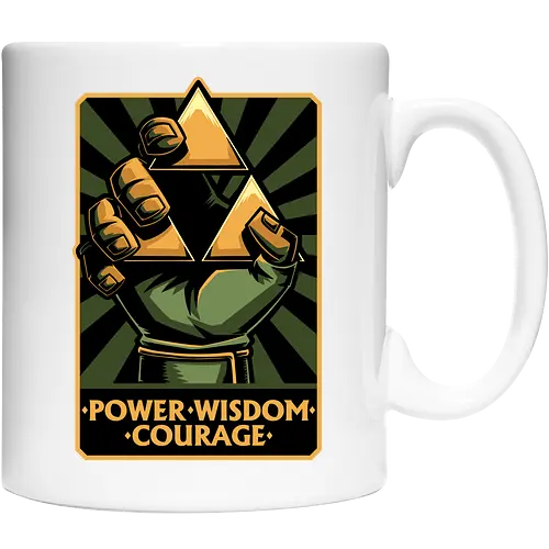 Elf Game Triangle - Power, Courage, Wisdom, Triangle, Cool, Awesome, Classic, Classic Video Games, Classic Video Game, Classic Games, Classic Game, Video Games, Video Game, Vintage, Retro, Retro Vintage, Vintage Games, Fantasy, Adventure, Magic, Magical, Elf, Elfs, Revolution, Poster - Keramiktasse