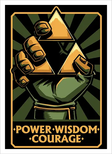 Elf Game Triangle - Power, Courage, Wisdom, Triangle, Cool, Awesome, Classic, Classic Video Games, Classic Video Game, Classic Games, Classic Game, Video Games, Video Game, Vintage, Retro, Retro Vintage, Vintage Games, Fantasy, Adventure, Magic, Magical, Elf, Elfs, Revolution, Poster - Kunstdruck