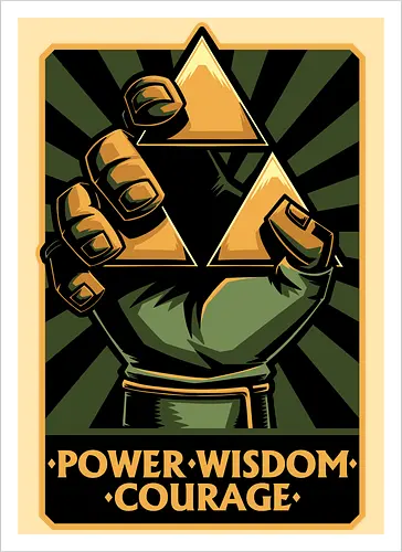 Elf Game Triangle - Power, Courage, Wisdom, Triangle, Cool, Awesome, Classic, Classic Video Games, Classic Video Game, Classic Games, Classic Game, Video Games, Video Game, Vintage, Retro, Retro Vintage, Vintage Games, Fantasy, Adventure, Magic, Magical, Elf, Elfs, Revolution, Poster - Kunstdruck