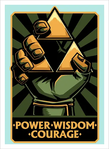 Elf Game Triangle - Power, Courage, Wisdom, Triangle, Cool, Awesome, Classic, Classic Video Games, Classic Video Game, Classic Games, Classic Game, Video Games, Video Game, Vintage, Retro, Retro Vintage, Vintage Games, Fantasy, Adventure, Magic, Magical, Elf, Elfs, Revolution, Poster - Kunstdruck