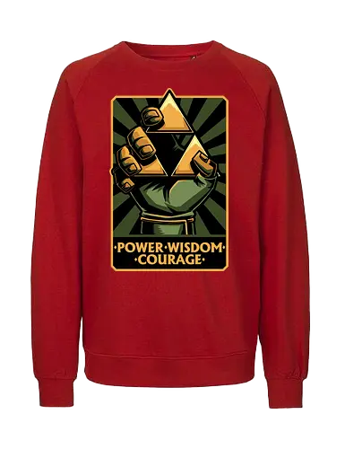 Elf Game Triangle - Power, Courage, Wisdom, Triangle, Cool, Awesome, Classic, Classic Video Games, Classic Video Game, Classic Games, Classic Game, Video Games, Video Game, Vintage, Retro, Retro Vintage, Vintage Games, Fantasy, Adventure, Magic, Magical, Elf, Elfs, Revolution, Poster - Fairtrade Sweatshirt