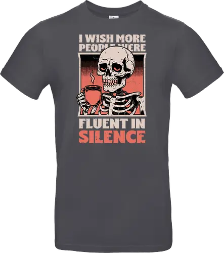 Skull Coffee Silence - Skull, Skeleton, Spooky Season, Spooky, Spooky Cute, Spooky Art, Spooky Vibes, Creepy, Creepy Cute, Scary, Scary Cute, Scary Art, Coffee, Coffee Shop, Coffee Time, Coffee Lover, Funny Coffee, Coffee Cup, Silence, Fun, Funny, Awesome, Cool, Sarcasm, Irony, Beverage, Hot, Antisocial, Antisocial Vibes, Antisocial Vibe, Anti Social, Social, Social Anxiety, Social Commentary, Social Issues, Social Distancing, Tired, Smile, Halloween - Standard T-Shirt